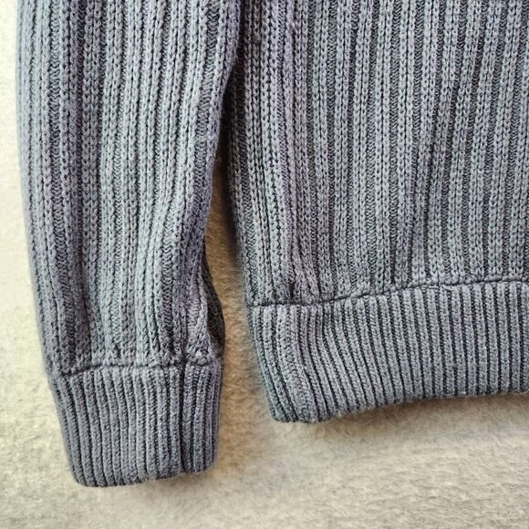 Duluth Trading Sweater Mens LT Gray Infantry High Neck Ribbed Knit Button Collar - Picture 5 of 14